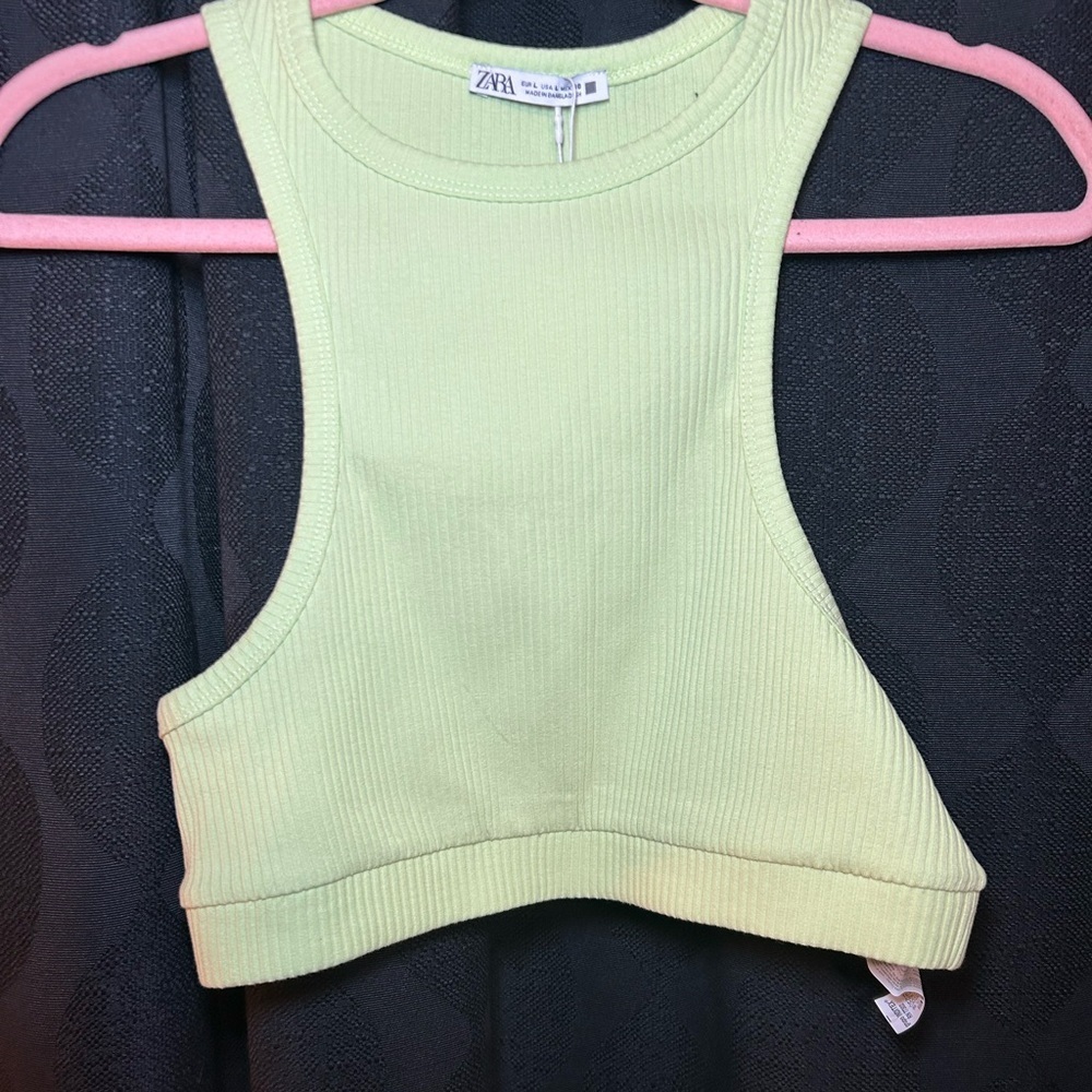 Zara Neon Green Crop Top Size L